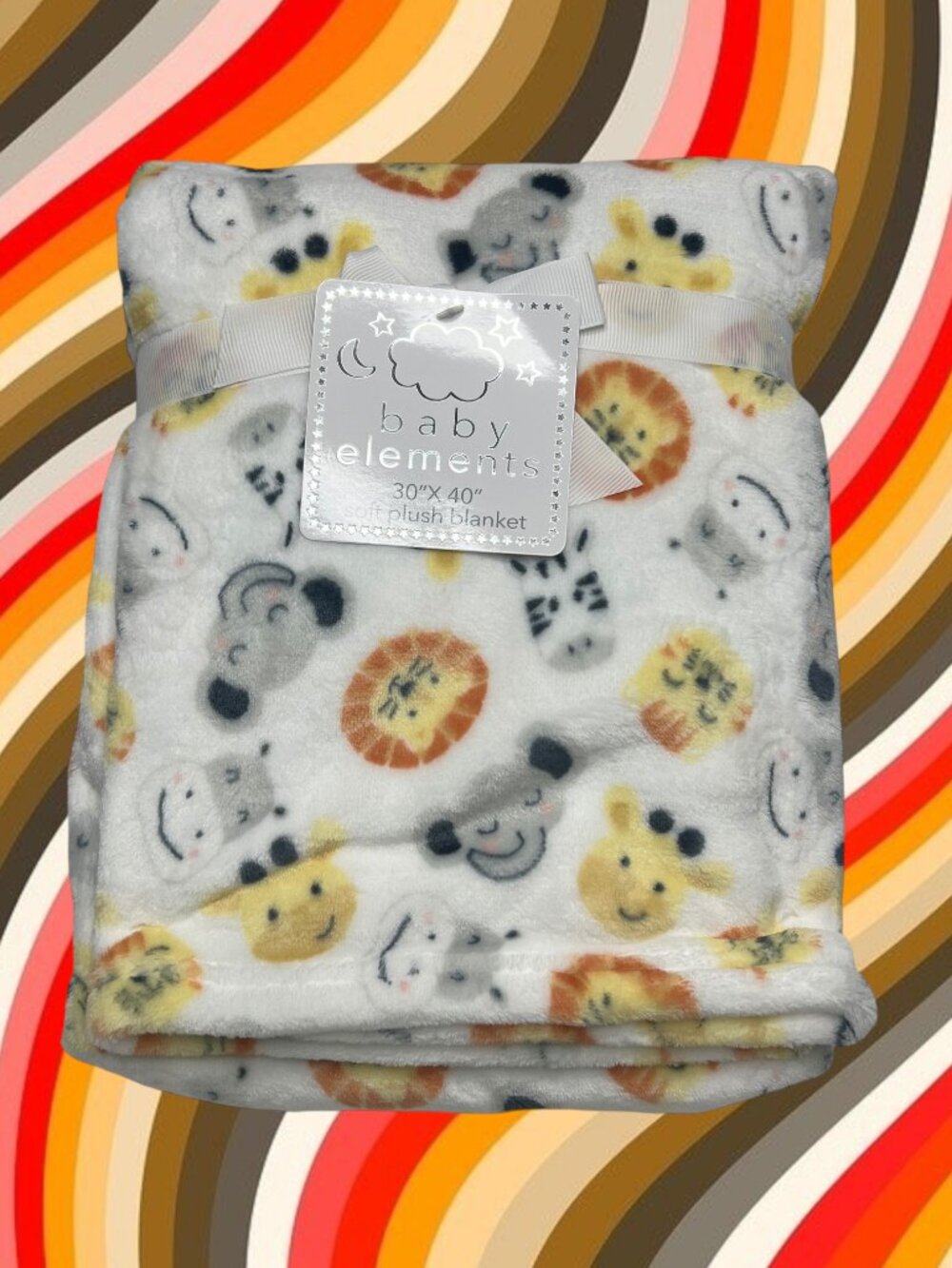 NWT Elephant Hippo Giraffe Lion Zebra Plush Baby Blanket Toddler Animal Print